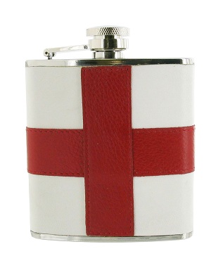 FL56 - 6oz St Georges Cross Leather Flask 